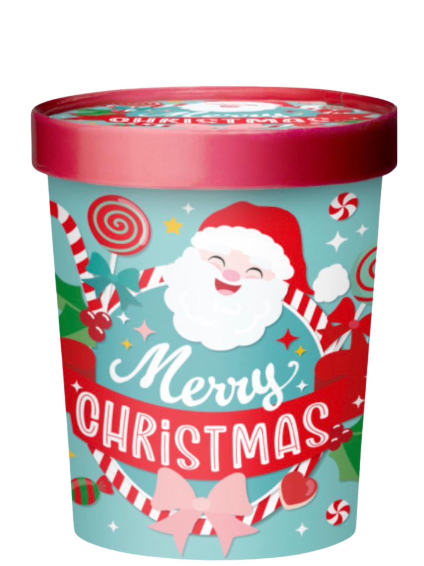 Candy Bucket Merry Christmas van stevig karton met vrolijk kerstdesign, 14x12cm
