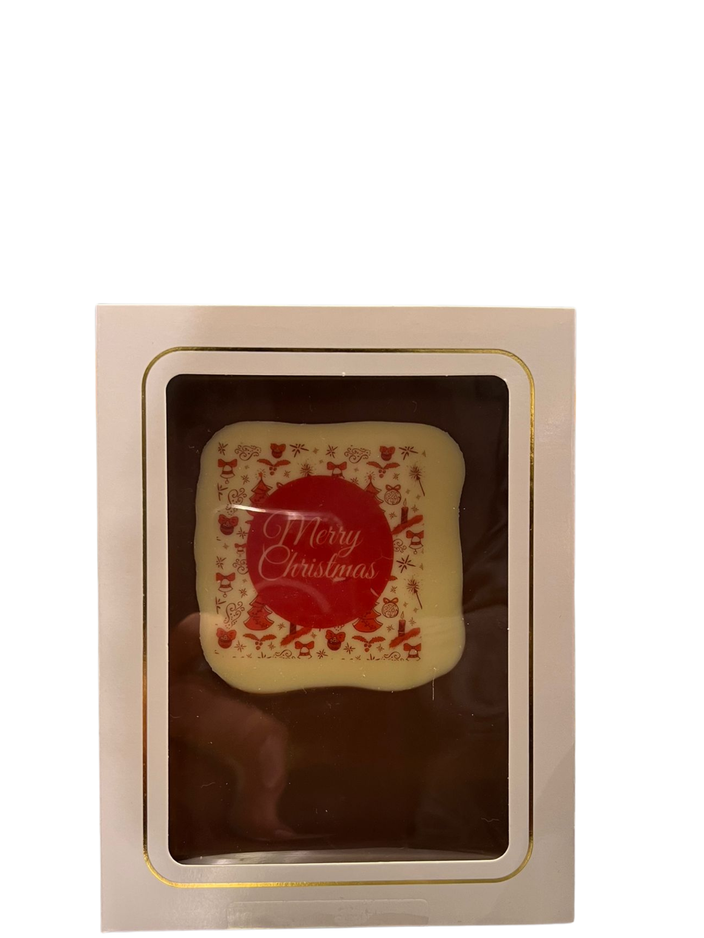 Chocoladetablet Merry Christmas van melkchocolade met feestelijke decoratie