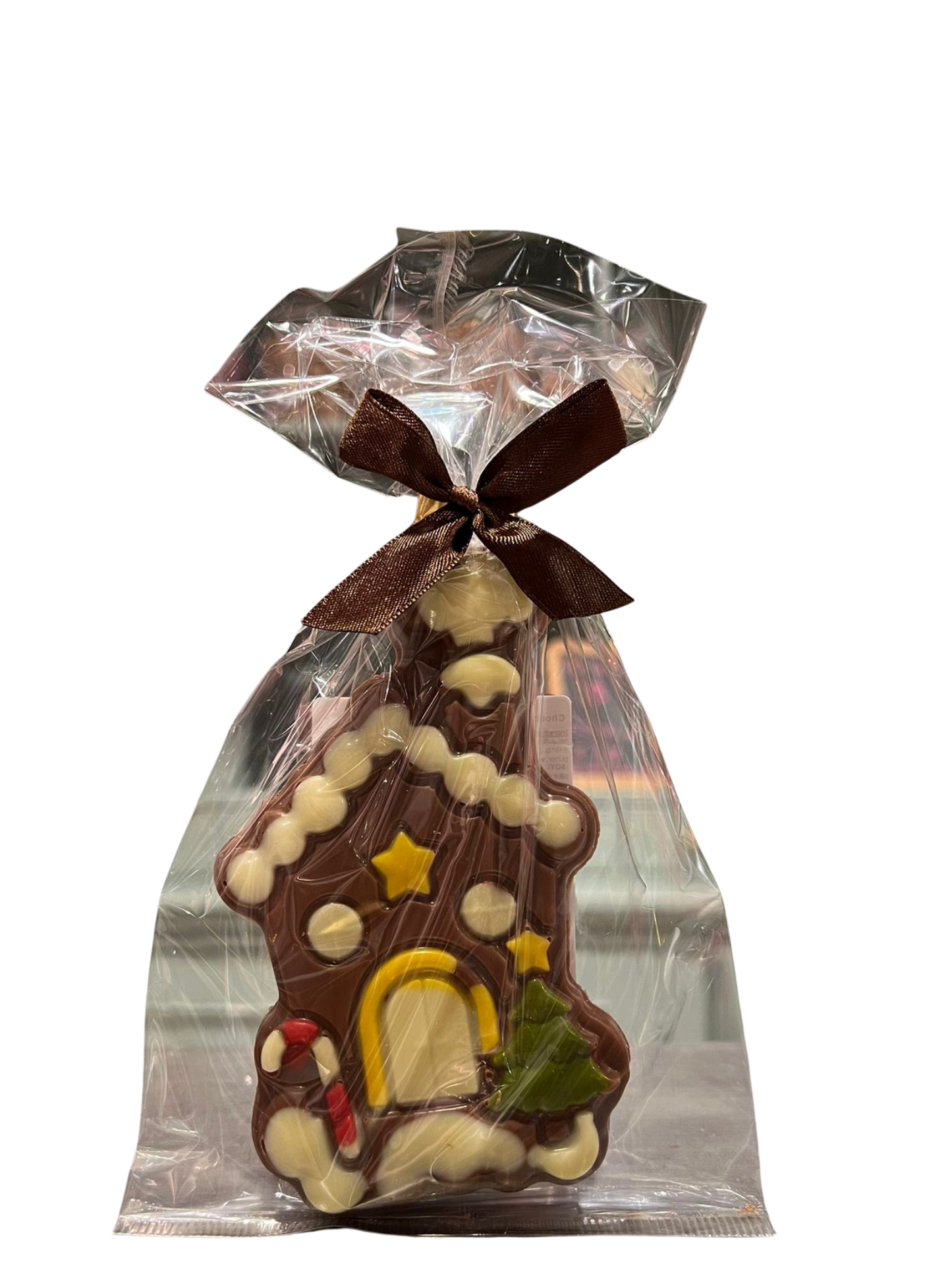 Chocoladetablet kersthuis 150 gram Callebaut chocolade, feestelijke chocoladereep met kersthuisdesign