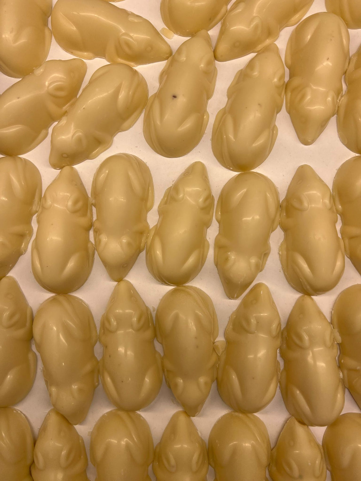 Witte slagroommuizen van witte chocolade met romige vulling