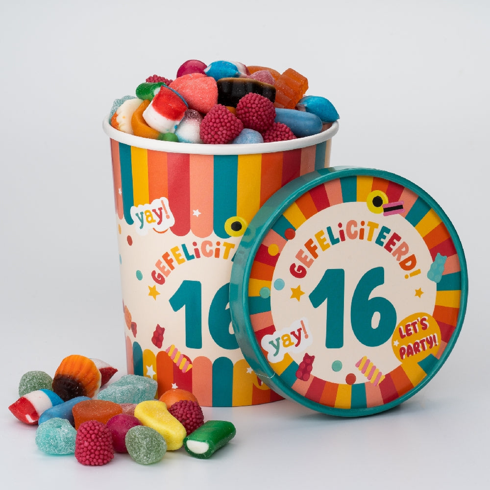 Snoep kadootjes collectie - Originele snoepcadeaus zoals snoepblikken, candy buckets en cadeaupakketten voor elke gelegenheid